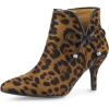 image:imageAllegra K Womens Bow Pointed Toe Stiletto Heel Ankle BootsLeopard