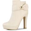 image:imageAllegra K Womens Chunky High Heels Platform Bow Decor Ankle BootsBeige