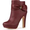 image:imageAllegra K Womens Chunky High Heels Platform Bow Decor Ankle BootsBurgundy