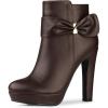 image:imageAllegra K Womens Chunky High Heels Platform Bow Decor Ankle BootsCoffee