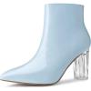 image:imageAllegra K Womens Clear Heel Pointed Toe Chunky Heels Ankle BootsSky Blue