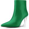 image:imageAllegra K Womens Clear Heel Pointed Toe Wedge Heels Ankle BootsDark Green