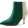 image:imageAllegra K Womens Contrast Color Leopard Print Stiletto Heel Ankle BootsGreen Beige