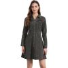 image:imageAllegra K Womens Denim Dress Button Down Collar V Neck Long Sleeve Aline Cotton Jean DressGrey