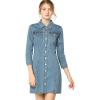 image:imageAllegra K Womens Denim Dresses Spring Summer Button Down 34 Sleeve 2026 Jean Mini DressBlues
