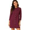 image:imageAllegra K Womens Denim Dresses Spring Summer Button Down 34 Sleeve 2026 Jean Mini DressBurgundy