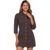 image:imageAllegra K Womens Denim Dresses Spring Summer Button Down 34 Sleeve 2026 Jean Mini DressDark Brown