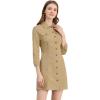 image:imageAllegra K Womens Denim Dresses Spring Summer Button Down 34 Sleeve 2026 Jean Mini DressLight Khaki