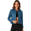 image:imageAllegra K Womens Faux Suede TurnDown Collar Shacket Flap Pockets Snap Button Western JacketPeacock Blue