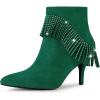 image:imageAllegra K Womens Fringe Heels Boot Rhinestone Stiletto Heel Ankle BootsEmerald Green