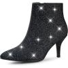 image:imageAllegra K Womens Glitter Pointed Toe Stiletto Heel Ankle BootsBlack