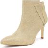 image:imageAllegra K Womens Glitter Pointed Toe Zipper Stiletto Heel Ankle BootsGold