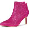 image:imageAllegra K Womens Glitter Pointed Toe Zipper Stiletto Heel Ankle BootsHot Pink