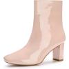 image:imageAllegra K Womens Gogo Boots Square Toe Side Zip Chunky Heels Ankle BootsNude
