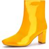 image:imageAllegra K Womens Gogo Boots Square Toe Side Zip Chunky Heels Ankle BootsYellow