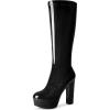 image:imageAllegra K Womens Patent Leather Platform Gogo Boots Chunky Heel Knee High BootsBlack