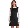 image:imageAllegra K Womens Peter Pan Dress 60s Color Block Mini Long Sleeve DressesBlack Solid