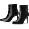image:imageAllegra K Womens Pointed Toe Buckle Strap Stiletto Heels Ankle BootsBlack