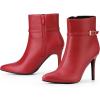 image:imageAllegra K Womens Pointed Toe Buckle Strap Stiletto Heels Ankle BootsRed