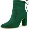 image:imageAllegra K Womens Pointed Toe Drawstring Pull on Block Heel Ankle BootsGreen