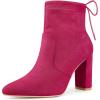 image:imageAllegra K Womens Pointed Toe Drawstring Pull on Block Heel Ankle BootsHot Pink