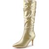 image:imageAllegra K Womens Pointed Toe Slouch Stiletto Heels Knee High BootsGold