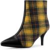 image:imageAllegra K Womens Pointed Toe Stiletto Heels Houndstooth Ankle BootiesYellow Black
