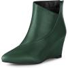 image:imageAllegra K Womens Pointed Toe Zipper Wedge Heel Ankle BootiesDark Green