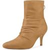 image:imageAllegra K Womens Pointy Toe Slouch Back Zipper Stiletto Heel Ankle BootsBrown