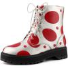 image:imageAllegra K Womens Polka Dots Platform Zipper Lace Up Combat Disco BootsSilver Red