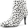 image:imageAllegra K Womens Polka Dots Pointed Toe Stiletto Heel Satin Ankle BootsWhite