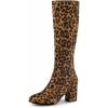 image:imageAllegra K Womens Side Zipper Chunky Heel Knee High Leopard Boots 75 M US 