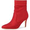 image:imageAllegra K Womens Slouch Pointy Toe Sock Boots Stiletto Heels Ankle BootsRed