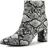 image:imageAllegra K Womens Snakeskin Print Boots Halloween Costumes Chunky High Heels Ankle BootsBlack White