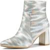 image:imageAllegra K Womens Snakeskin Print Boots Halloween Costumes Chunky High Heels Ankle BootsSilver