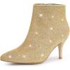 image:imageAllegra K Womens Sparkly Pointed Toe Stiletto Heel Ankle BootsGold