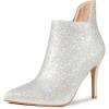 image:imageAllegra K Womens Sparkly Pointed Toe Stiletto Heel Ankle BootsSilver