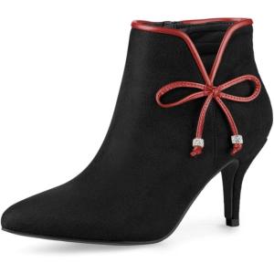 image:imageAllegra K Womens Bow Pointed Toe Stiletto Heel Ankle BootsBlack