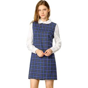 image:imageAllegra K Womens Peter Pan Dress 60s Color Block Mini Long Sleeve DressesBlue