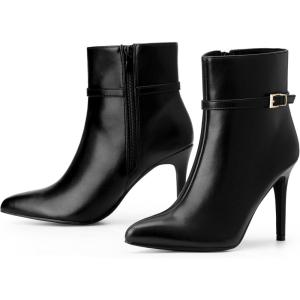 image:imageAllegra K Womens Pointed Toe Buckle Strap Stiletto Heels Ankle BootsBlack