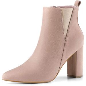 image:imageAllegra K Womens Pointed Toe Zipper Block Heel Ankle Chelsea BootsDust Pink