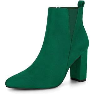 image:imageAllegra K Womens Pointed Toe Zipper Block Heel Ankle Chelsea BootsEmerald Green