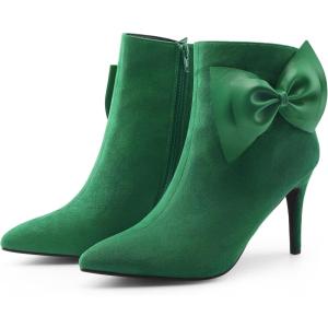 image:imageAllegra K Womens Pointy Toe Bow Stiletto Heel Ankle BootsEmerald Green