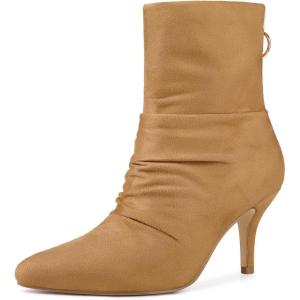 image:imageAllegra K Womens Pointy Toe Slouch Back Zipper Stiletto Heel Ankle BootsBrown