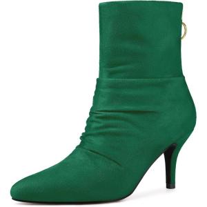 image:imageAllegra K Womens Pointy Toe Slouch Back Zipper Stiletto Heel Ankle BootsEmerald Green