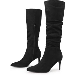 image:imageAllegra K Womens Slouch Pointed Toe Stiletto Heel Knee High BootsBlack