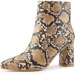 image:imageAllegra K Womens Snakeskin Print Boots Halloween Costumes Chunky High Heels Ankle BootsBrown Snake