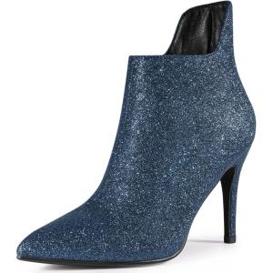 image:imageAllegra K Womens Sparkly Pointed Toe Stiletto Heel Ankle BootsNavy Blue