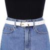 image:imageAllegra K Alligator Embossed Belts Leather Waist Alloy Pin Buckle Belt for WomenWhite