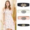 image:imageAllegra K Ladies Metal Symmetric Flower Interlock Buckle Textured Elastic Cinch BeltRed